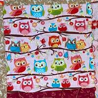 Pink and Green Owl Themed Baby Quilt (Reduced Price)