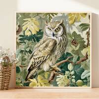 Owl in a Green Forest Art Print