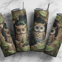 Two Owls in a Tree Skinny Tumbler 20oz template design