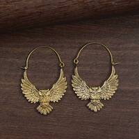 Brass Owl Earrings, Hoop Earrings, Dainty Earring, Animal Jewelry, Gifts For Her, Minimalist Earring