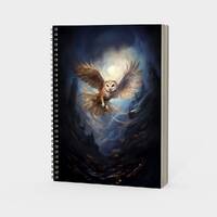 Large Moonlight Flight Owl Spiral Notebook - Large Owl Notebook - aesthetic notebook, owl notebook, 