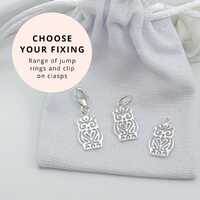 Sterling Silver Owl Pendant Charm - Clip on Bird Owl Lover Charms Pendants Bracelet Necklace Jewelle