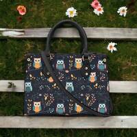 Owl Print Shoulder Bag: Dark Cottagecore Goth Tote
