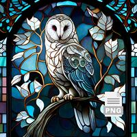 Owl Stained Glass Sublimation Designs, Stain Glass Pattern, Faux Stained Glass PNG, T-Shirt Designs,