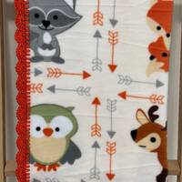 Owl Skunk Deer Fox Baby / Toddler Fleece Blanket with Crochet Edging