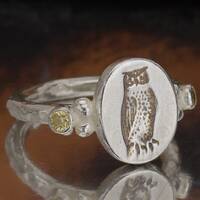 Sultan Athena Owl Coin Ring, Sterling Silver, Handmade Coin Ring, Ancient Bird Owl Of Wisdom, Antiqu