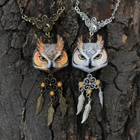 Owl Necklace Bird Jewelry Charm Owl Pendant Animal Totem