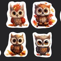 Fall Owl Stickers, Set of 24 Stickers, Owl Sticker, Journal Sticker, Die Cut Sticker, Fall Sticker,