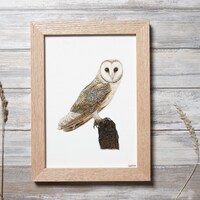 Wallart Barn Owl Watercolour Art Print, Country Home Decor (A5 available)