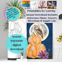 Harvest Owl Paint Party Kit: Pumpkins, Photo, tracer , supply list and instructions. (Digital Downlo