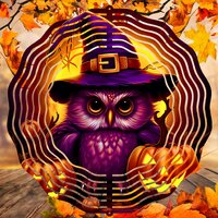 Witchy Owl Halloween Wind Spinner PNG, Wind Spinner Sublimation Design, Instant Download, Fall Owl W