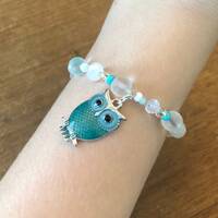 Handmade Beaded Owl Charm Bracelet 052