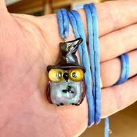 All Hallows Hoot.  Halloween Owl, whimsy, murrini, witches hat