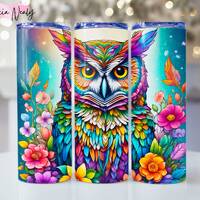 3D Owl Tumbler wrap | 20oz Skinny Tumbler | Sublimation | Digital Download Designs |  Whimsical Owl 