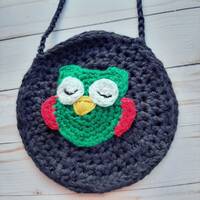 Owl Off Shoulder Bag Crochet, Crochet Purse, Owl Hand Bag, Round Shoulder Bag, Trendy Tote