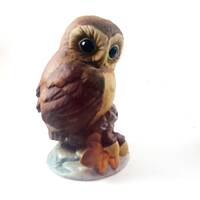 Baby Owl Andrea by Sadek Bisque Porcelain Figurine 6350 Japan 6350