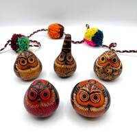 Peruvian Handcrafted Gourds Owls Figurine
