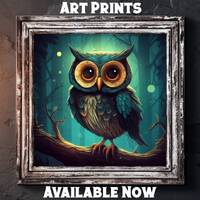 Owl Gothic Wall Art Print, Home Decor, Digital Art Print, Horror Art, Halloween Art, Spooky Art Prin
