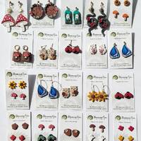 Woodland Clay Earrings/ Mushroom Earrings/ Owl earrings/Hobbit Door / Fairy Door Earrings/ Snake Ear
