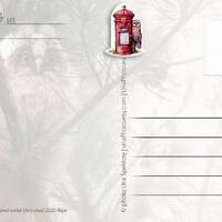 Set of 12 Owl and red Mailbox Prioritaire postcard stickers for Postcrossing fans