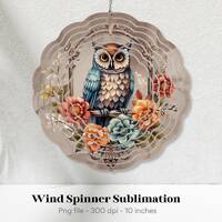 Owl Wind Spinner Png, Fall Wind Spinner Png, Bird Wind Spinner Png, Owl Sublimation Wind Spinner, Wa