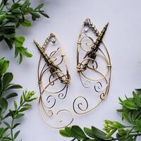 Owl Sword Elf Ear Cuffs: Brass & Silver Cosplay Clip On Earrings
