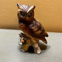 Vintage Porcelain Owl Figurine ~ Hand Painted  Japan ~Looks Great!