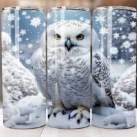 3d snowy white owl - Great gift idea for Christmas - Winter scenery  - Straight And Tapered Tumbler 
