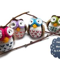 Amigurumi Pattern Crochet PDF - colourful  owls