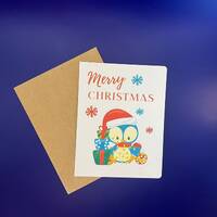 Merry Christmas Owl Greeting Card, Notecard, Card with Envelope, Owl Card, Minimalist Blank Greeting