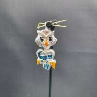 Hand Enameled Italian Sterling Silver Owl Pendant