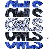Royal Blue and Black Owls Mascot Design | Cheetah Tie Dye and Leopard (Digital Download)