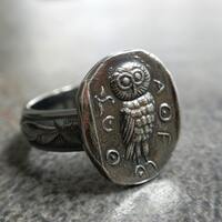 Silver Owl Ring Athenian Owl Alpha Theta Epsilon Signet