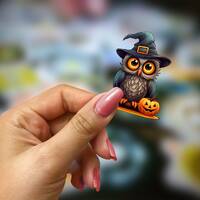 Spooky Owl Halloween Sticker: Creepy Laptop Decal