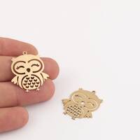 2 Pcs Raw Brass Owl Pendant, Owl Charm, Owl Earrings, Raw Brass Animal Jewelry, Bird Jewelry, Laser 