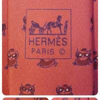 HERMES 7906 MA Red Owl Tie Brand New without Tag