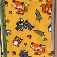Fox ,Skunk and Owl Baby / Toddler Fleece Blanket with Crochet Edging