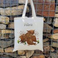 Personalised Owl Tote Bag, Large Owl Shopping Bag, Gift for Wildlife Lover, Uni Bag, Large Book Bag,
