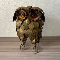 Vintage Brutalist Metal Owl Sculpture, Enesco, C. Jere Era, Retro 70's Home Decor