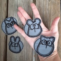 Funny Cat hare owl 4 pcs embroidered patches set iron-on