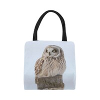 Owl, Short Eared Owl Photographed Canvas Tote Bag