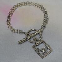Sterling Silver Owl Bracelet: Fantasy Chain Link Toggle Clasp