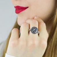 OWL SIGNET RING, Silver Carved Ring, Rings For Women, Goddess Athena Owl Symbol Ring, Wisdom Symbol 