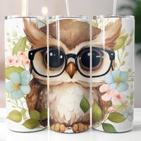 Owl 20oz Skinny Tumbler Sublimation Designs PNG File Digital Download Fall, Autumn Animals with Flow