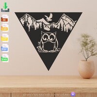 Nature Mountain Owl Decoration Laser Cut, Svg, Dxf, Glowforge CNC Cutting, Pdf , Dxf, Svg Ai Eps Dig