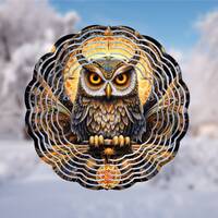 Boho Owl Wind Spinner Sublimation PNG Celestial Magic and Symbolism