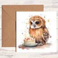 Owl Birthday Card | Greeting card for Owl lover | Single card, blank on the inside