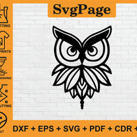 Owl Line Art dxf Animal svg laser cut png files wall art sticker glowforge silhouette template cnc c