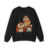 Trio of Owls Sweatshirt - Teenager Gift - Fall Lover Gift - Unisex Owl Crewneck Sweatshirt - Bird Sh