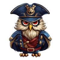 Pirate Owl Transparent PNG Clipart | Cute Captain Owl Illustration for DIY Crafts, Stickers, Scrapbo